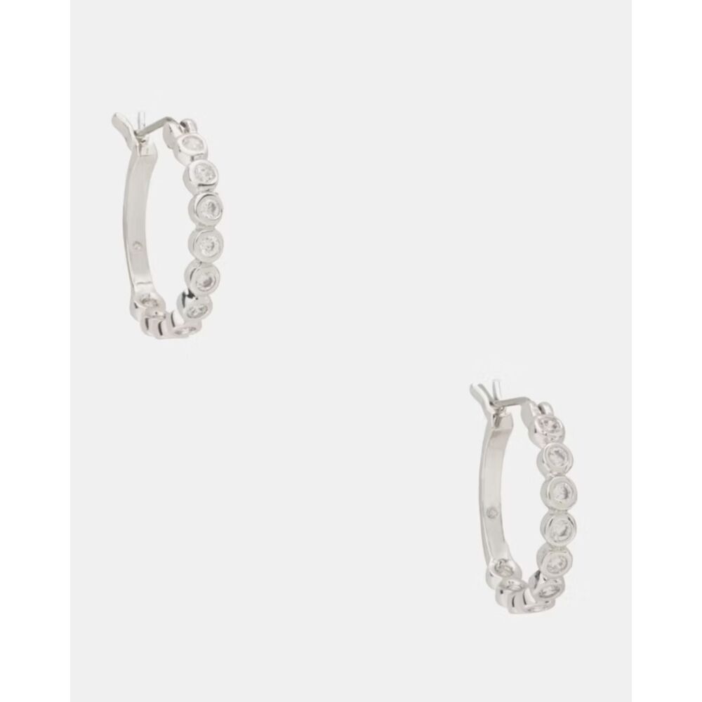 NEW kate spade Full Circle Clear CZ Ring Huggies Silver Hoop Snap Earrings